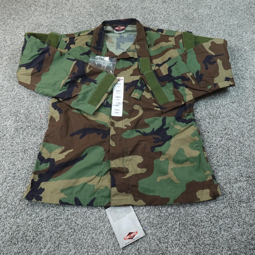 NEW TRU SPEC Shirt Mens S Green Woodland Camo Military Army Combat Jacket Coat